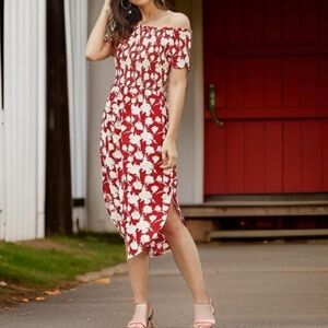 Grace Karin Off the Shoulder Midi Sundress with Pockets Floral Print Plus Size